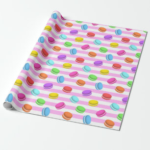 Papel De Regalo Macarón Rayado Rosa