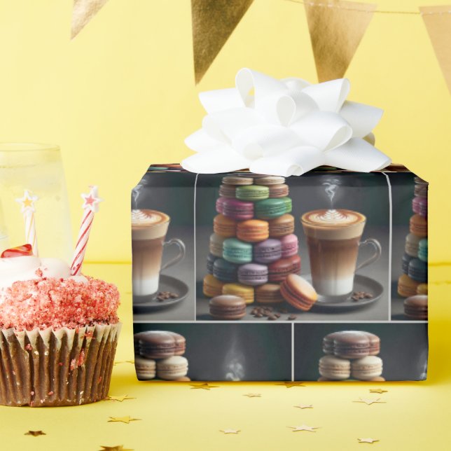 Papel De Regalo Macaron Stack Con Latte (Fiesta de cumpleaños )