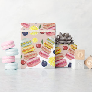 Papel De Regalo Macarons Franceses Acuarela Pintado a Mano