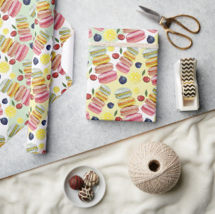 Papel De Regalo Macarons Franceses Acuarela Pintado a Mano