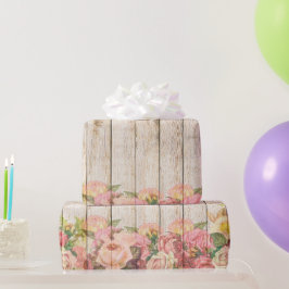 Papel De Regalo Madera de Rosas Rústicos Vintage