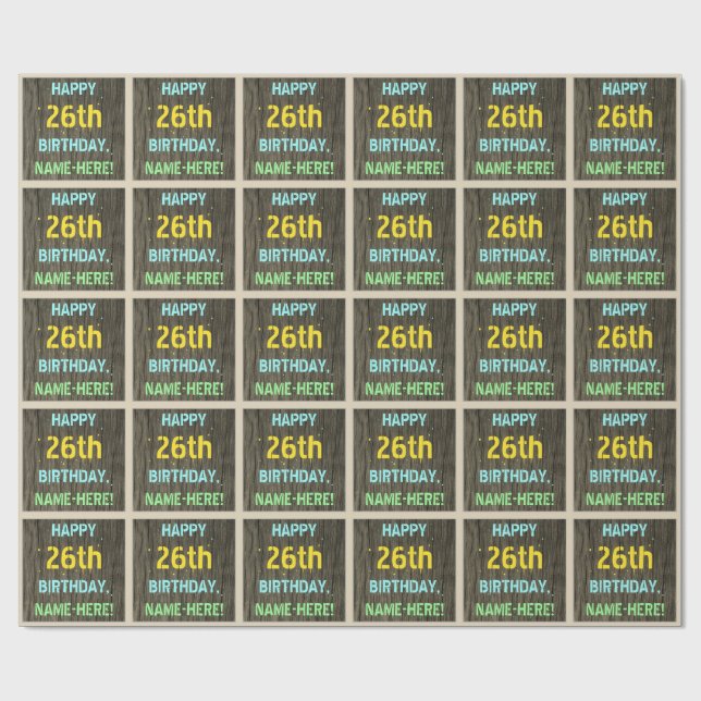 Papel De Regalo Madera falsa, aspecto de texto pintado, cumpleaños (Superficie plana)