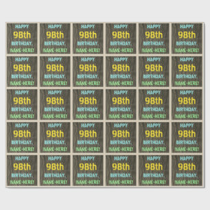 Papel De Regalo Madera falsa, aspecto de texto pintado, cumpleaños