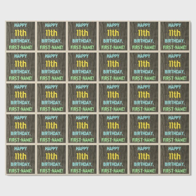 Papel De Regalo Madera falsa, aspecto de texto pintado, cumpleaños (Superficie plana)