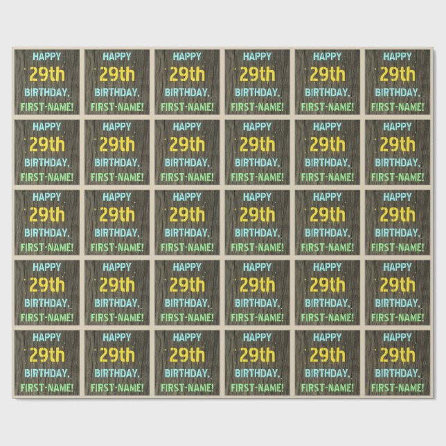 Papel De Regalo Madera falsa, aspecto de texto pintado, cumpleaños (Superficie plana)