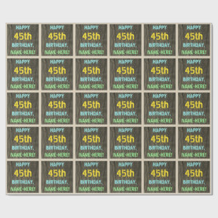 Papel De Regalo Madera falsa, aspecto de texto pintado, cumpleaños