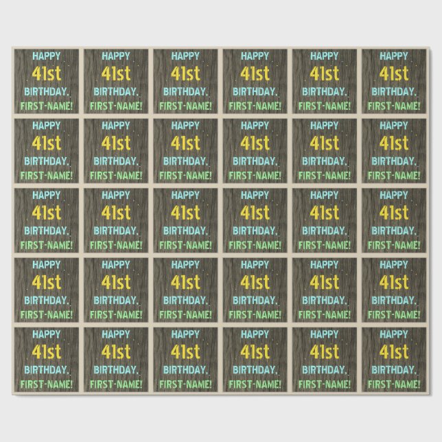 Papel De Regalo Madera falsa, aspecto de texto pintado, cumpleaños (Superficie plana)