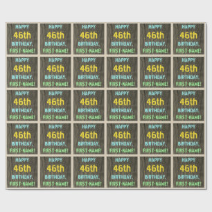 Papel De Regalo Madera falsa, aspecto de texto pintado, cumpleaños