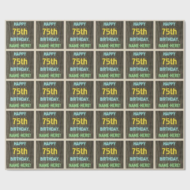 Papel De Regalo Madera falsa, aspecto de texto pintado, cumpleaños (Superficie plana)