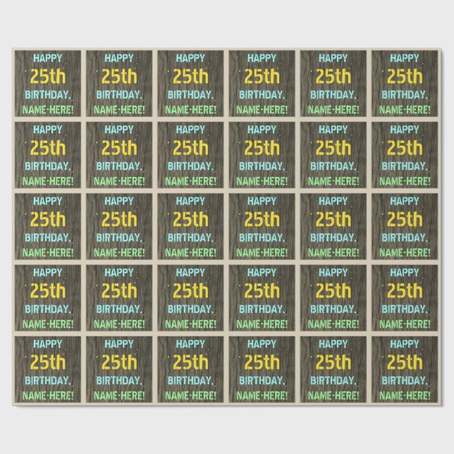 Papel De Regalo Madera falsa, aspecto de texto pintado, cumpleaños (Superficie plana)