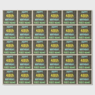 Papel De Regalo Madera falsa, aspecto de texto pintado, cumpleaños