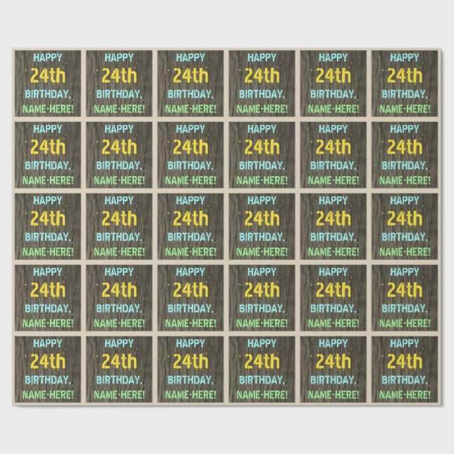 Papel De Regalo Madera falsa, aspecto de texto pintado, cumpleaños (Superficie plana)