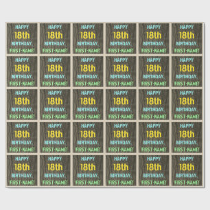 Papel De Regalo Madera falsa, aspecto de texto pintado, cumpleaños