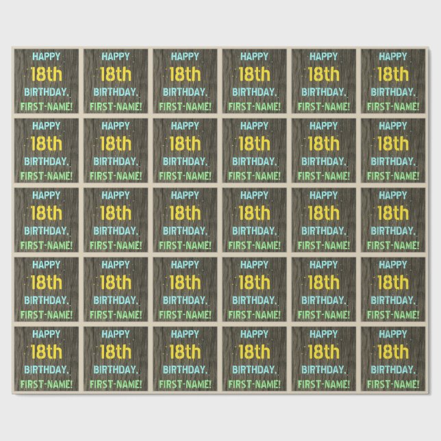 Papel De Regalo Madera falsa, aspecto de texto pintado, cumpleaños (Superficie plana)