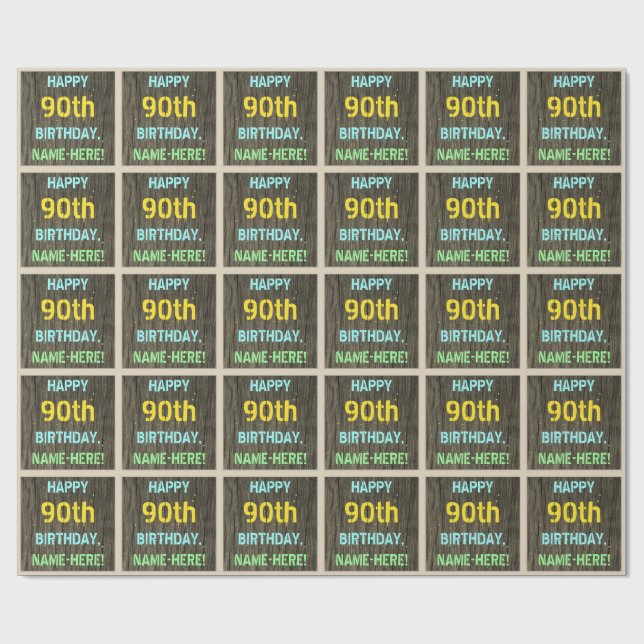 Papel De Regalo Madera falsa, aspecto de texto pintado, cumpleaños (Superficie plana)