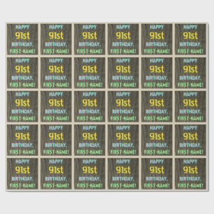 Papel De Regalo Madera falsa, aspecto de texto pintado, cumpleaños