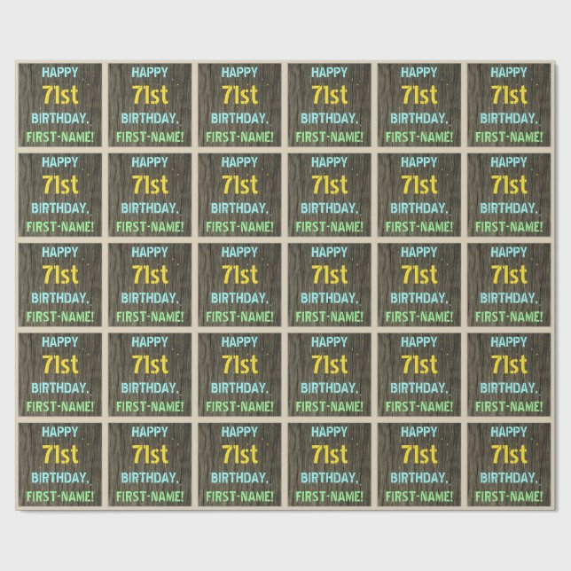 Papel De Regalo Madera falsa, aspecto de texto pintado, cumpleaños (Superficie plana)