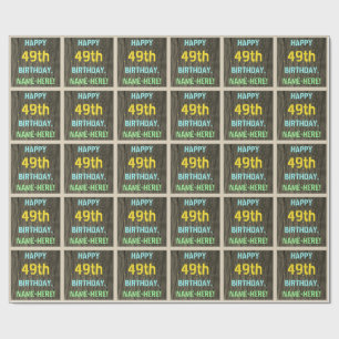 Papel De Regalo Madera falsa, aspecto de texto pintado, cumpleaños