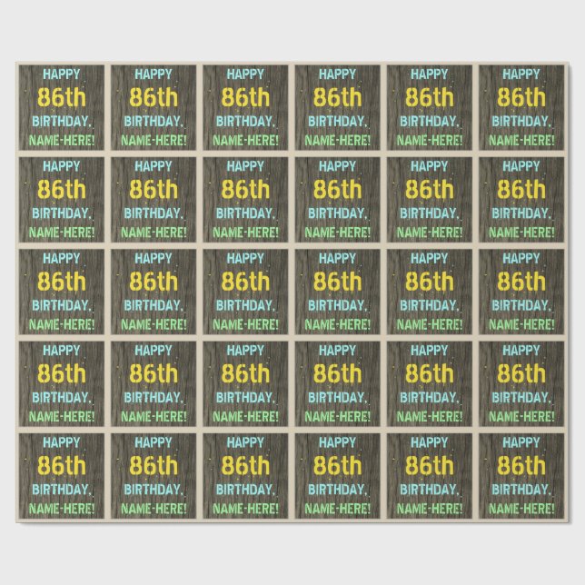 Papel De Regalo Madera falsa, aspecto de texto pintado, cumpleaños (Superficie plana)