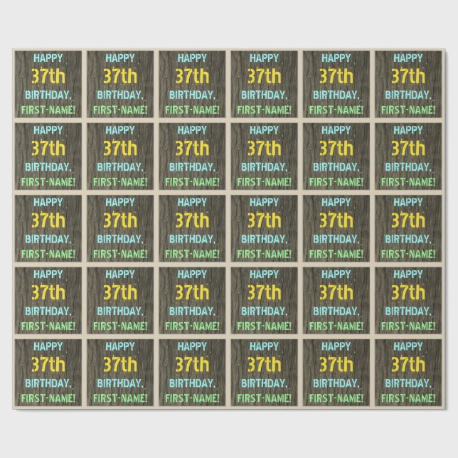 Papel De Regalo Madera falsa, aspecto de texto pintado, cumpleaños (Superficie plana)