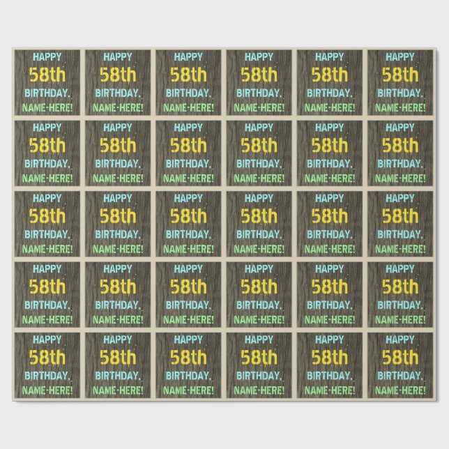 Papel De Regalo Madera falsa, aspecto de texto pintado, cumpleaños (Superficie plana)