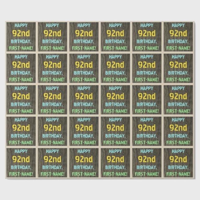 Papel De Regalo Madera falsa, aspecto de texto pintado, cumpleaños (Superficie plana)