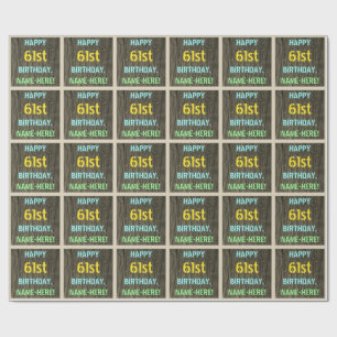 Papel De Regalo Madera falsa, aspecto de texto pintado, cumpleaños