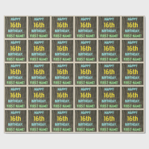 Papel De Regalo Madera falsa, aspecto de texto pintado, cumpleaños