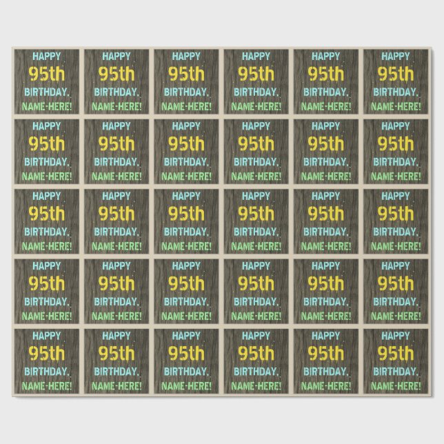 Papel De Regalo Madera falsa, aspecto de texto pintado, cumpleaños (Superficie plana)