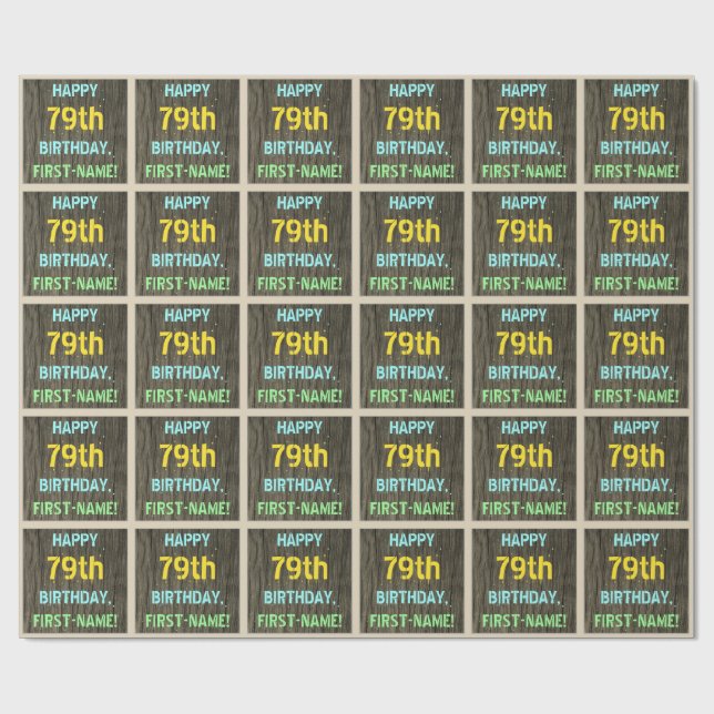 Papel De Regalo Madera falsa, aspecto de texto pintado, cumpleaños (Superficie plana)