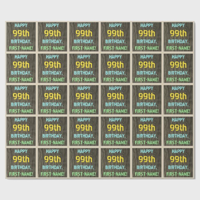 Papel De Regalo Madera falsa, aspecto de texto pintado, cumpleaños (Superficie plana)