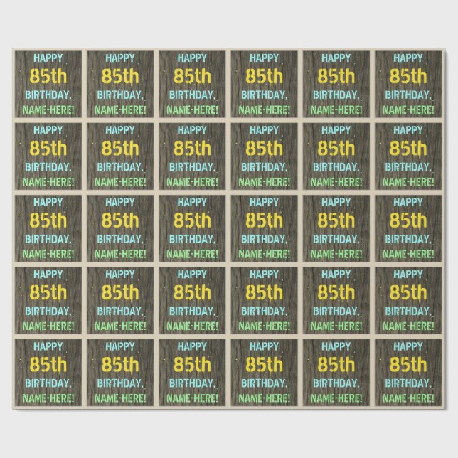 Papel De Regalo Madera falsa, aspecto de texto pintado, cumpleaños (Superficie plana)