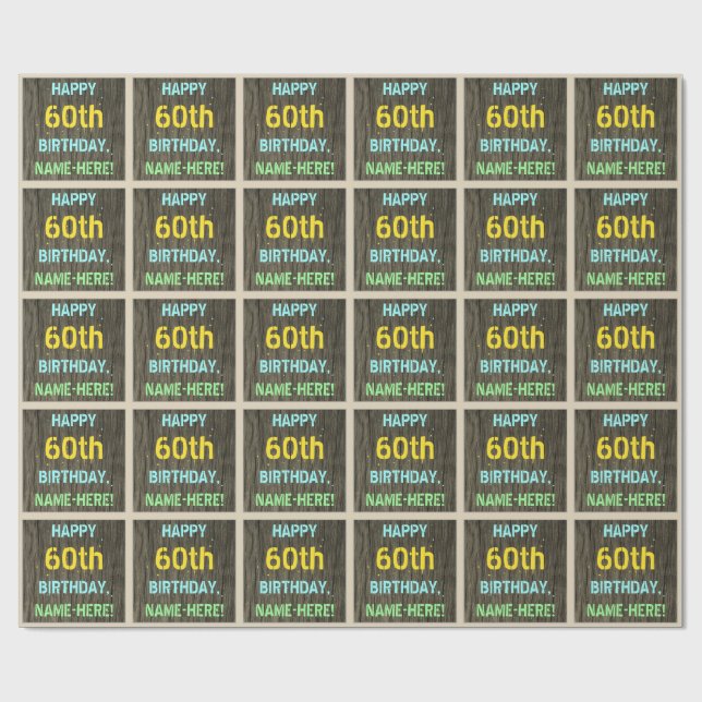 Papel De Regalo Madera falsa, aspecto de texto pintado, cumpleaños (Superficie plana)