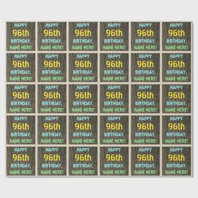 Papel De Regalo Madera falsa, aspecto de texto pintado, cumpleaños (Superficie plana)