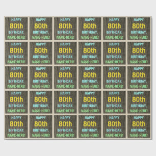 Papel De Regalo Madera falsa, aspecto de texto pintado, cumpleaños