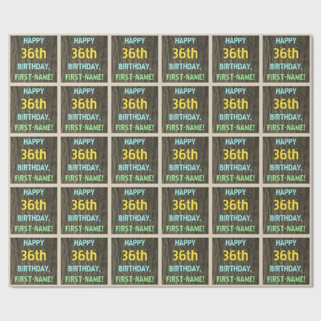 Papel De Regalo Madera falsa, aspecto de texto pintado, cumpleaños (Superficie plana)