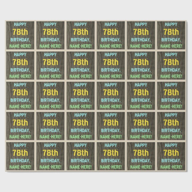 Papel De Regalo Madera falsa, aspecto de texto pintado, cumpleaños (Superficie plana)