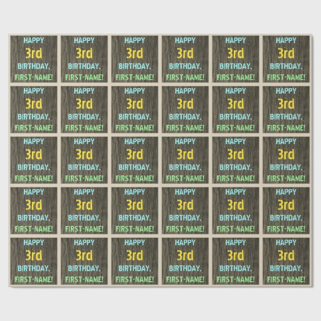 Papel De Regalo Madera falsa, aspecto de texto pintado, tercer cum (Superficie plana)