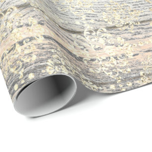 Papel De Regalo Madera metálica más astuta de marfil del oro del