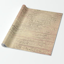 Papel De Regalo Madera Rosa Rubor Hieroglyphs GoldFoxier de Egipto