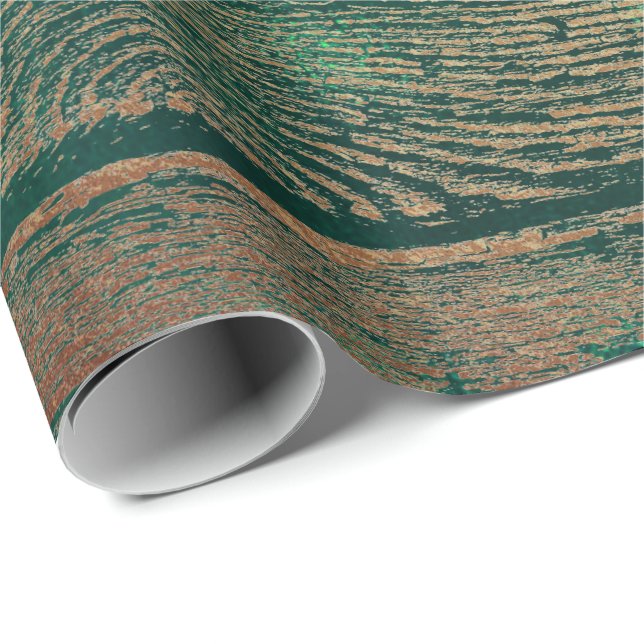 Papel De Regalo Madera Rústica Tropical Cali Woodland Green Gold (Esquina del rollo)