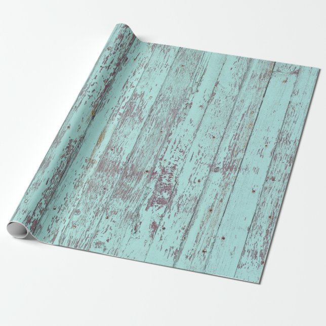 Papel De Regalo Madera Rústica verde azulada con problemas (Desenrollado)