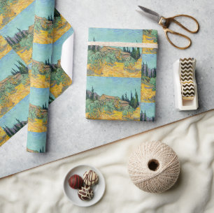 Papel De Regalo Madera Sheds Van Gogh Arte de Paisaje Amarillo