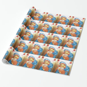 Papel De Regalo Madonna con oro religioso bizantino del icono de