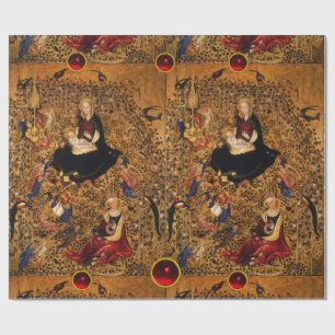 PAPEL DE REGALO MADONNA E HIJO DE ROSA BOWER CON ÁNGELES