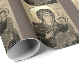 Papel De Regalo Madonna y modelo de la bella arte del niño