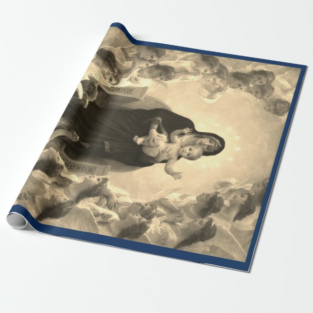 Papel De Regalo MADONNA Y NAVIDADES INFANTILES GIFT WRAP Bouguerea (Desenrollado)