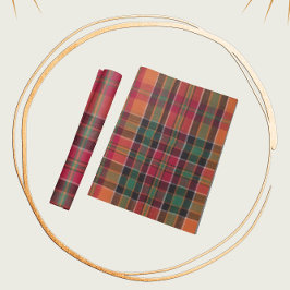 Papel De Regalo Madrás moderna Naranja patrón de plaza verde