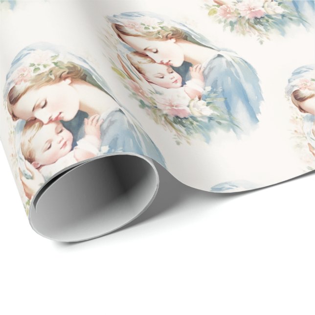 Papel De Regalo Madre bendita católica María Jesús Religiosa (Esquina del rollo)