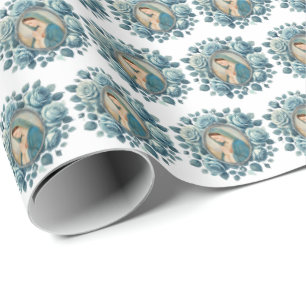 Papel De Regalo Madre católica María Rosas Azules